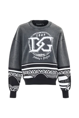 Délavé Sweatshirt med "Nobody is Perfect"-tryck