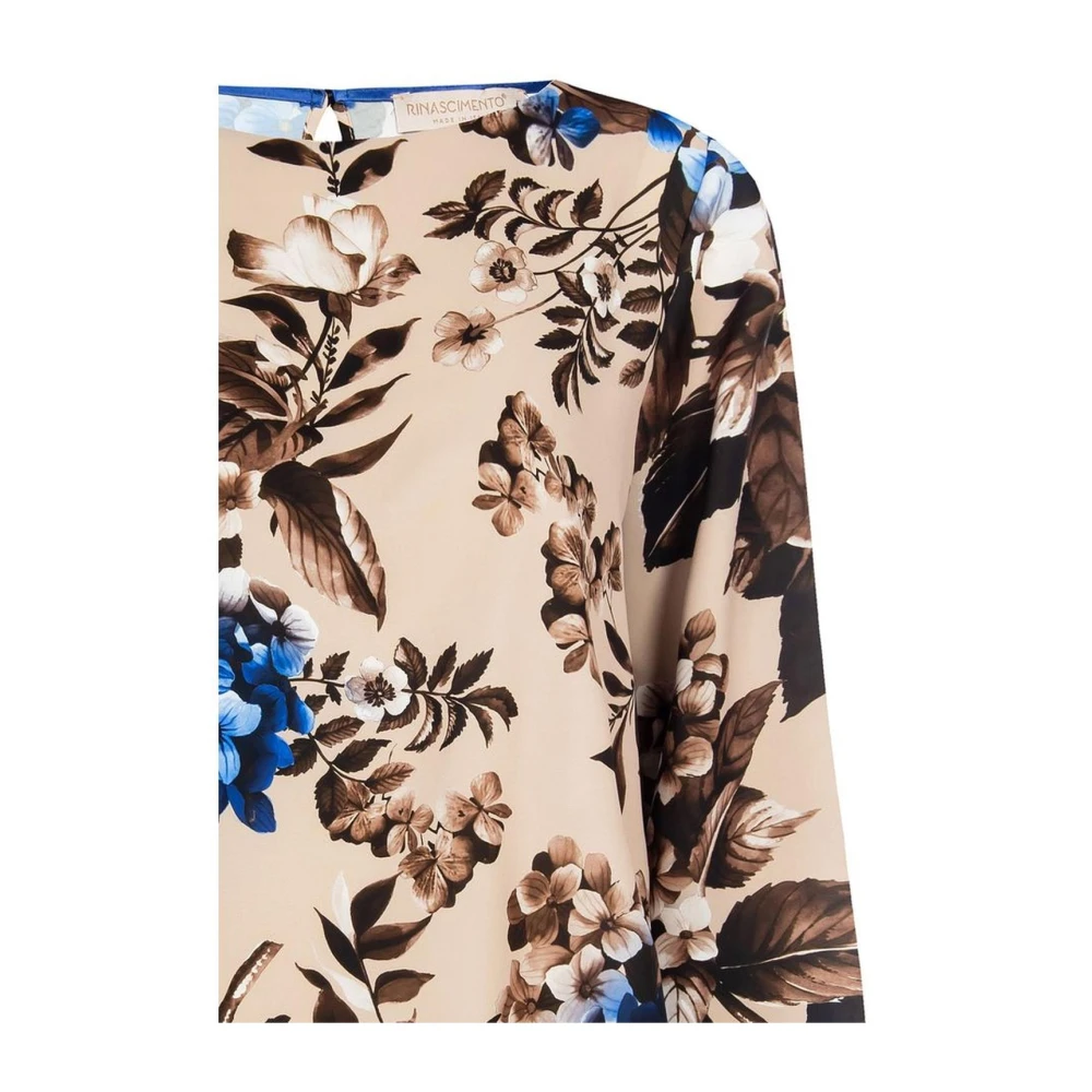 RINASCIMENTO Blauwe Bloemenprint Blouse met Lange Mouwen Blue Dames