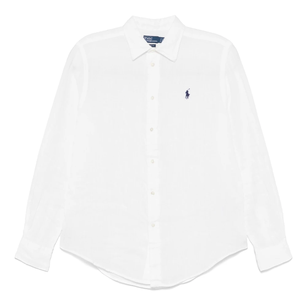 Polo Ralph Lauren Wit linnen overhemd met geborduurde pony White Dames