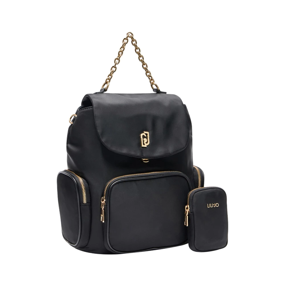 Liu Jo Elegante zwarte rugzak met gouden details Black Dames