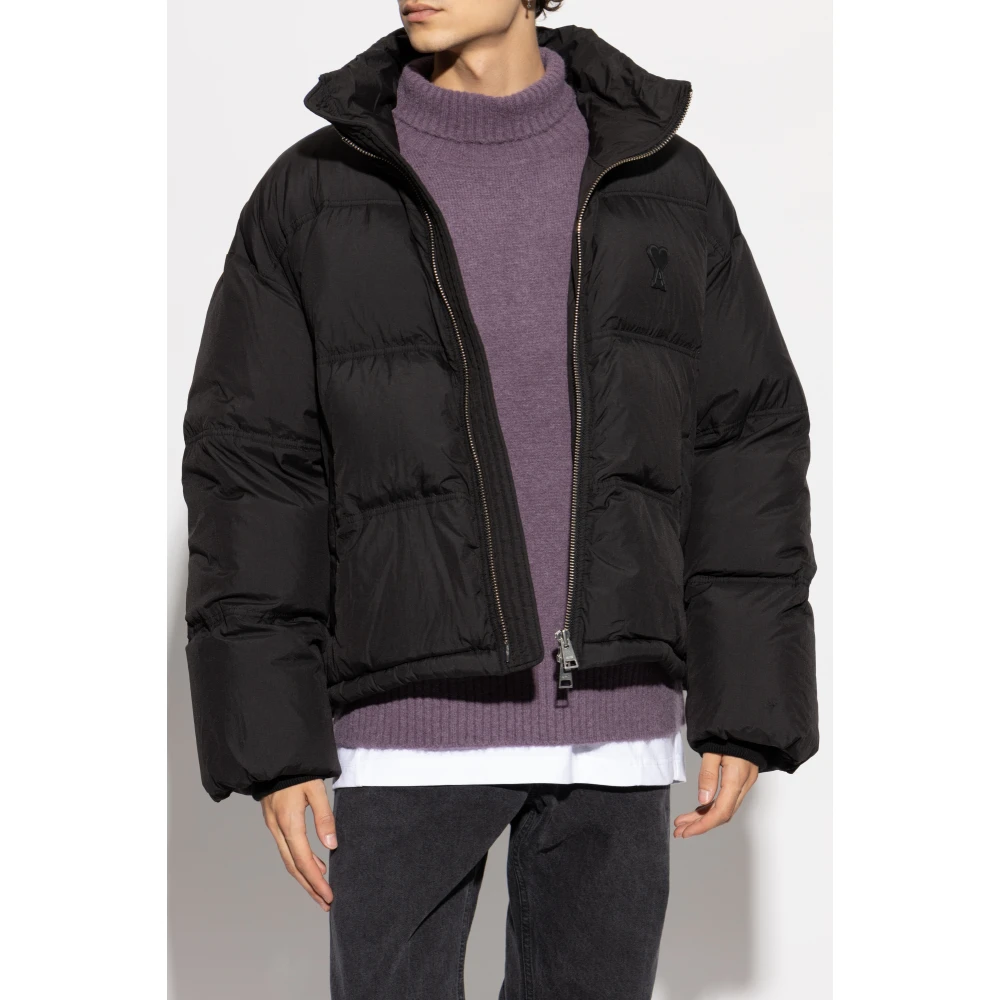 Ami Paris Pufferjas met in de kraag verstopte capuchon Black Heren