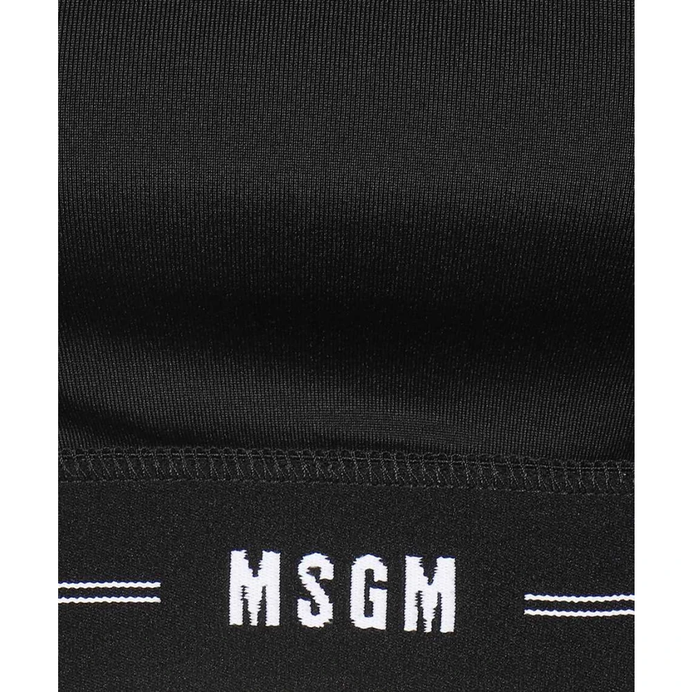 Msgm Crop Top met Contrasterend Logo Black Dames