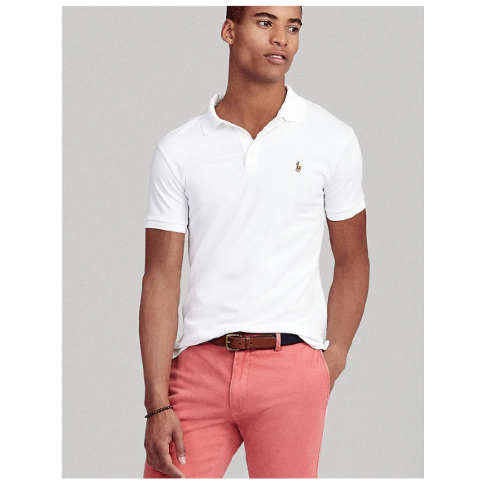 Polo Ralph Lauren Zachte Katoenen Slim Fit Polo met Korte Mouwen White Heren