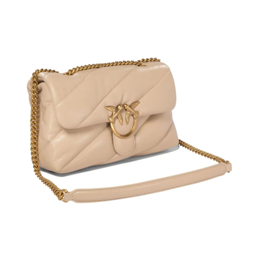 pinko Beige Leren Love Birds Tas Pink Dames