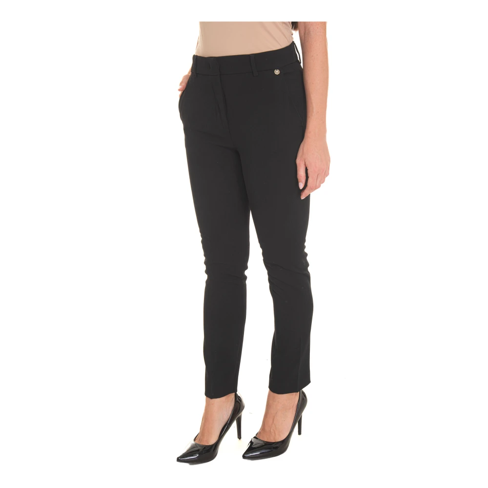 Liu Jo Crêpe Chino Broek met Medium Taille Black Dames