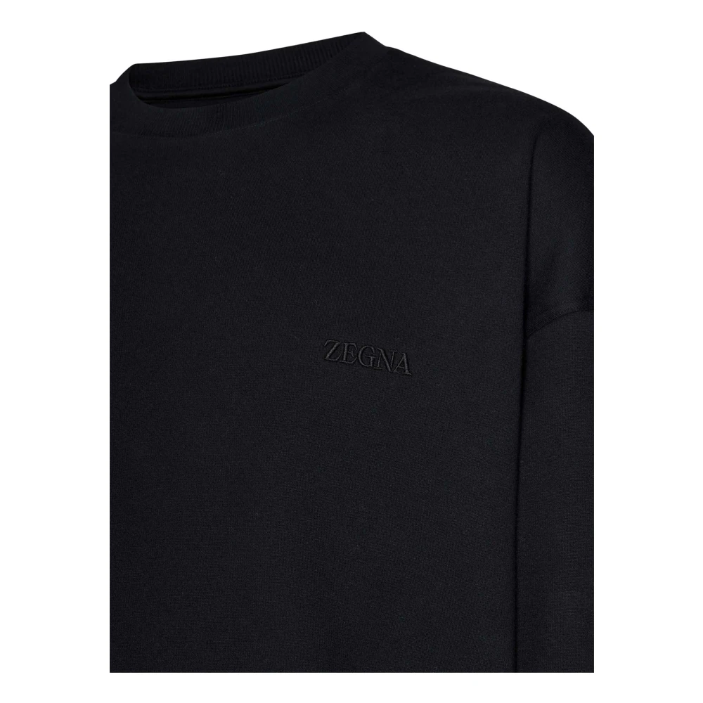 Ermenegildo Zegna Zwarte Sweater met Logo Borduursel Black Heren