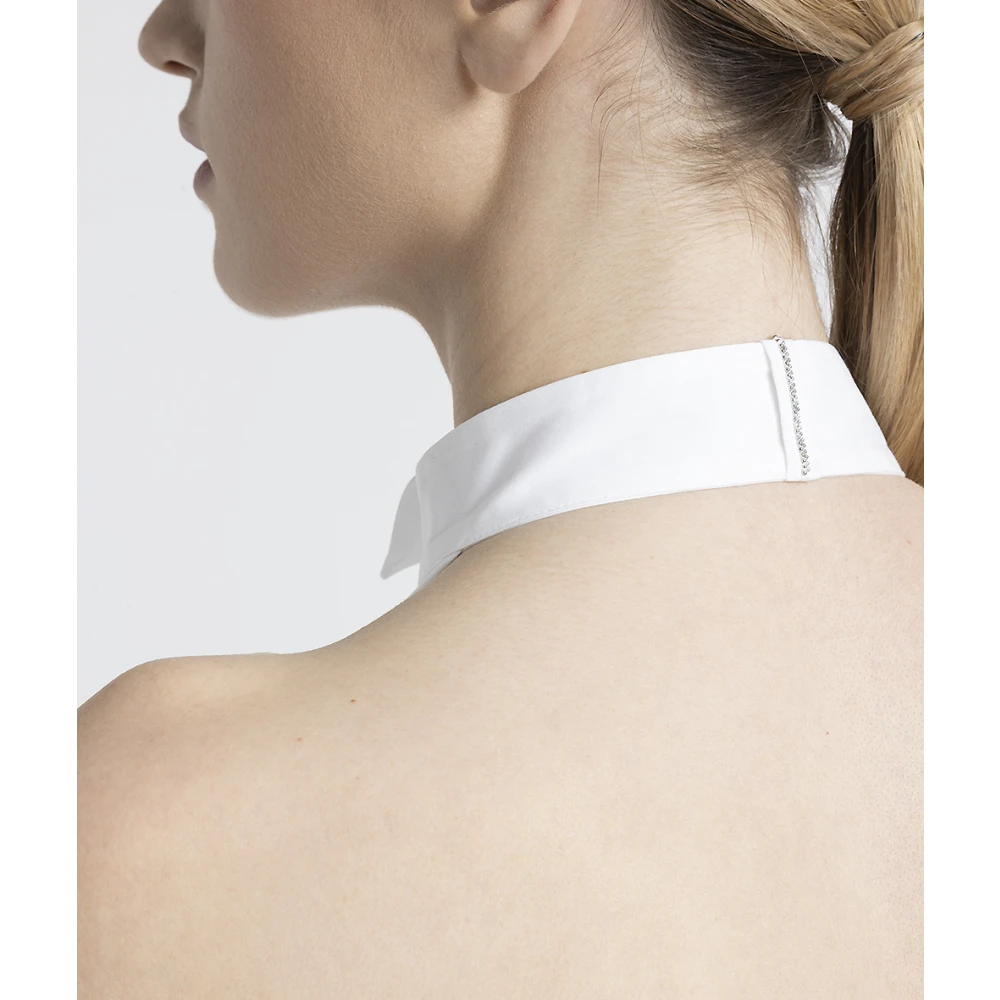PESERICO Mouwloos shirt met tuxedo kraag White Dames
