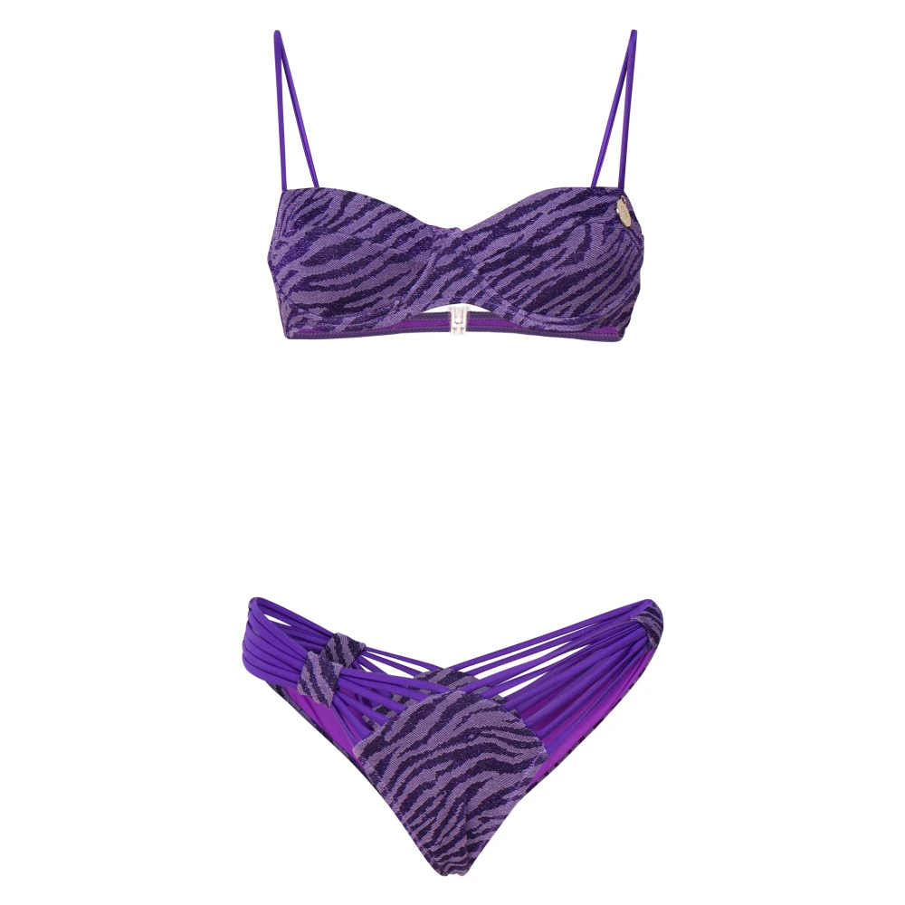 4Giveness Paarse Balconette Bikini Set met Trekkoorden Purple Dames