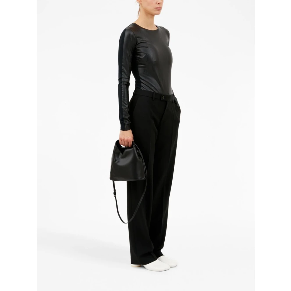 MM6 Maison Margiela Signature Logo Schoudertas Black Dames