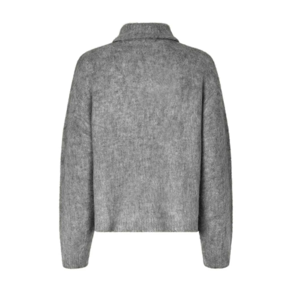Modström Grijze Fluffy Half-Zip Kane Trui Gray Dames
