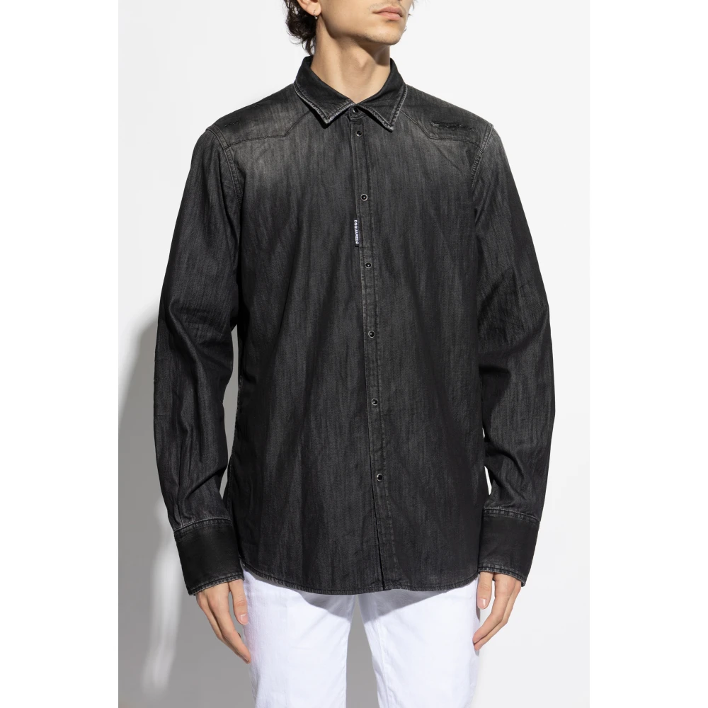 Dsquared2 Denim shirt met vintage effect Black Heren