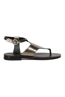 Svarta Läderplatta Sandaler
