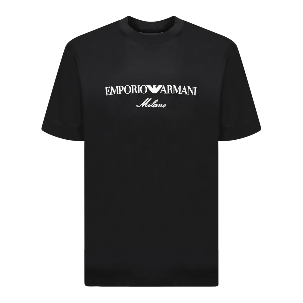 Emporio Armani Wit Logo Korte Mouw T-Shirt Black Heren