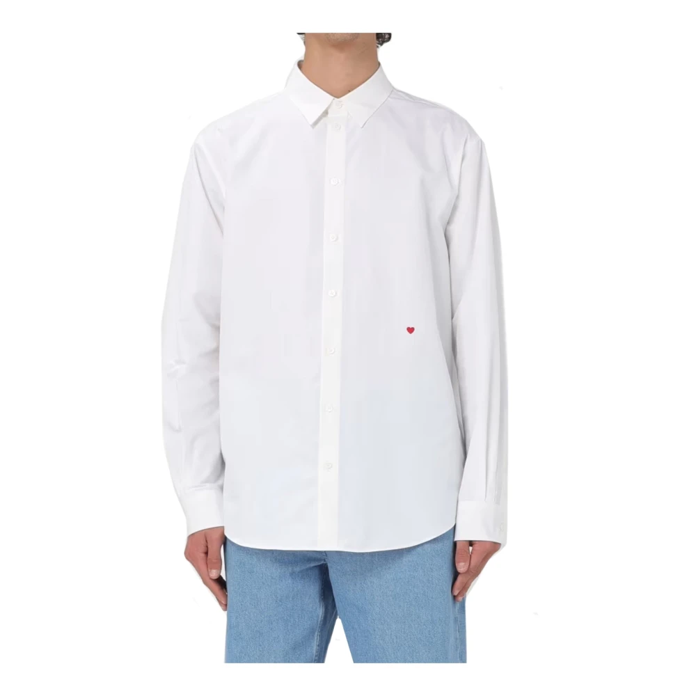 Moschino Wit Hart Geborduurd Overhemd White Heren