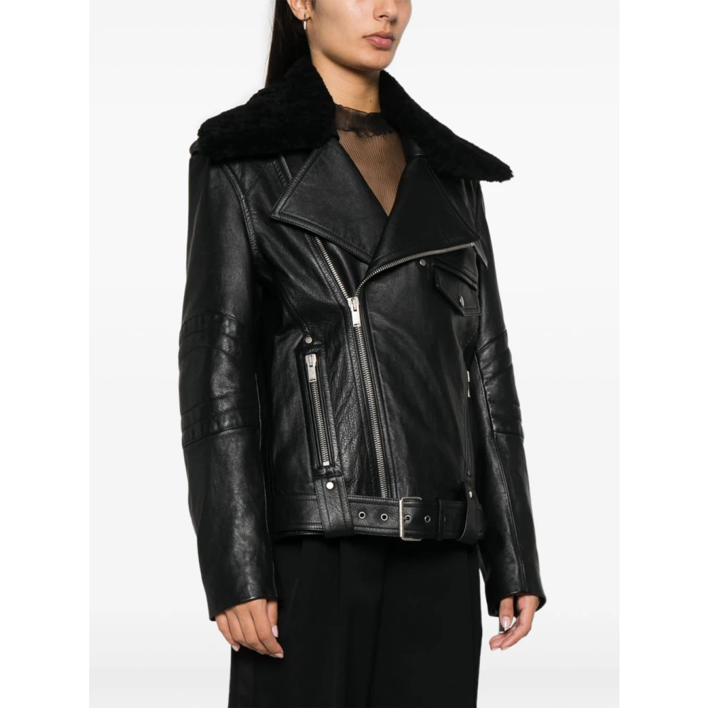 Saint Laurent Zwarte leren bikerjack Black Dames