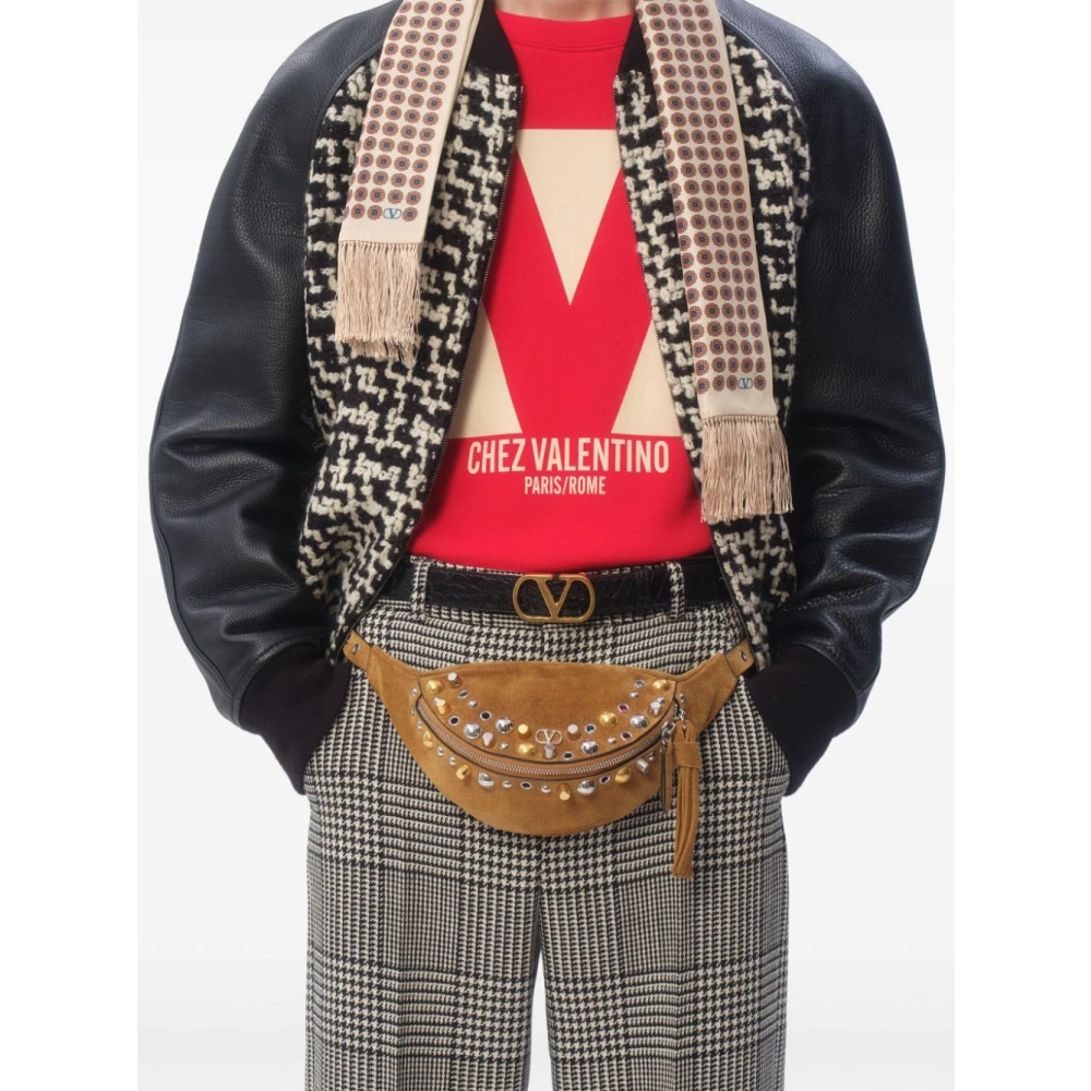 Valentino Ivoor Tweed Jas met Geribbelde Details Beige Heren