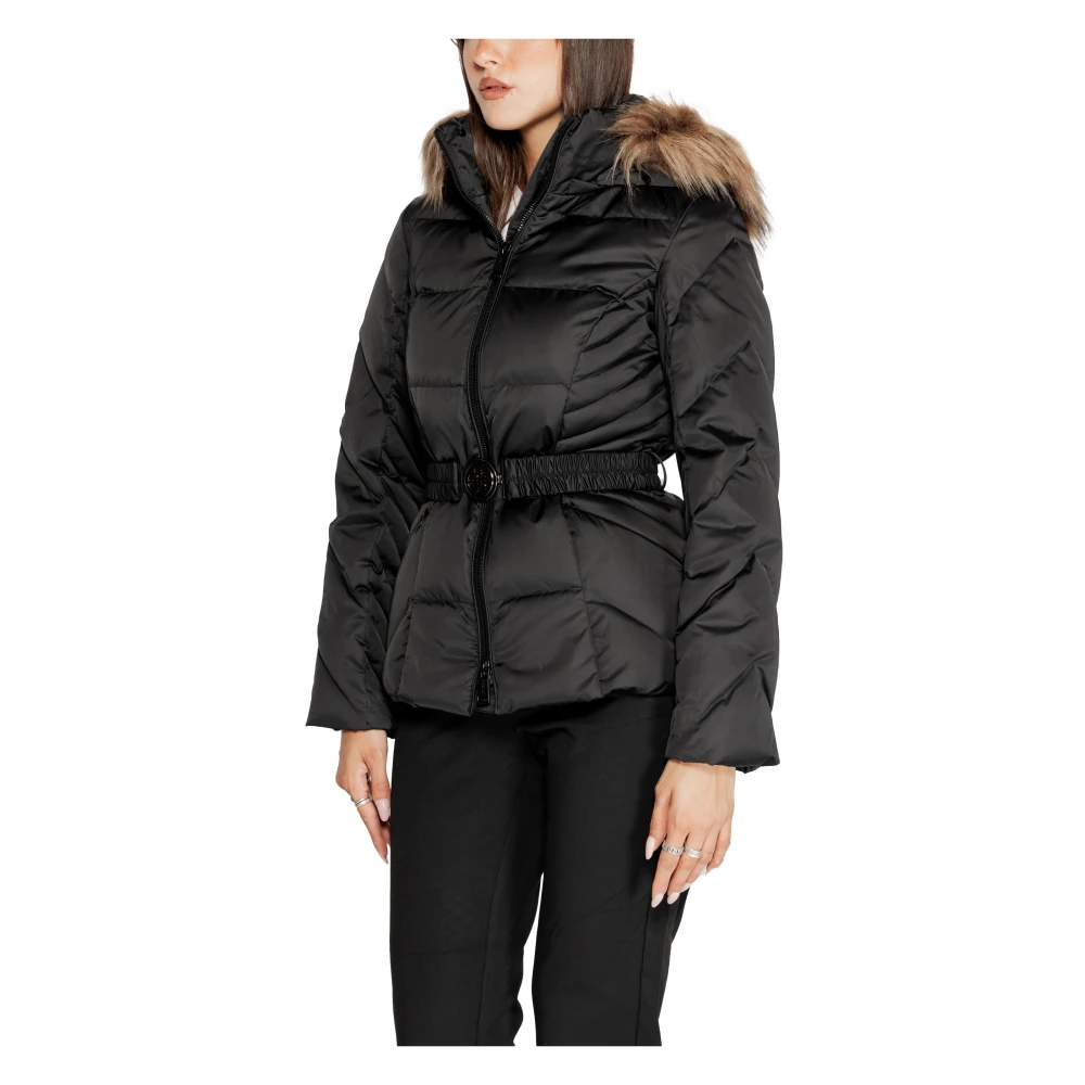 Guess Zwarte Hooded Rits Jas voor Vrouwen Black Dames