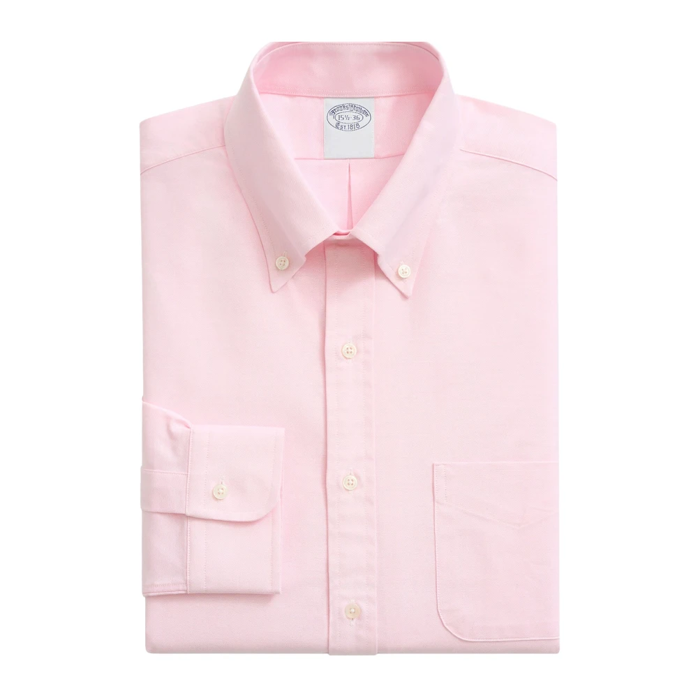 Brooks Brothers Regular Fit Non-Iron Katoenen Oxford Hemd met Button-Down Kraag Pink Heren