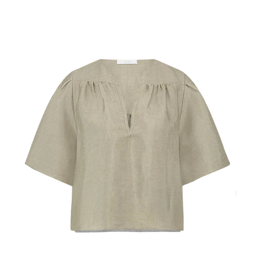 By-Bar Glanzende Blouse Korte Mouw Yellow Dames