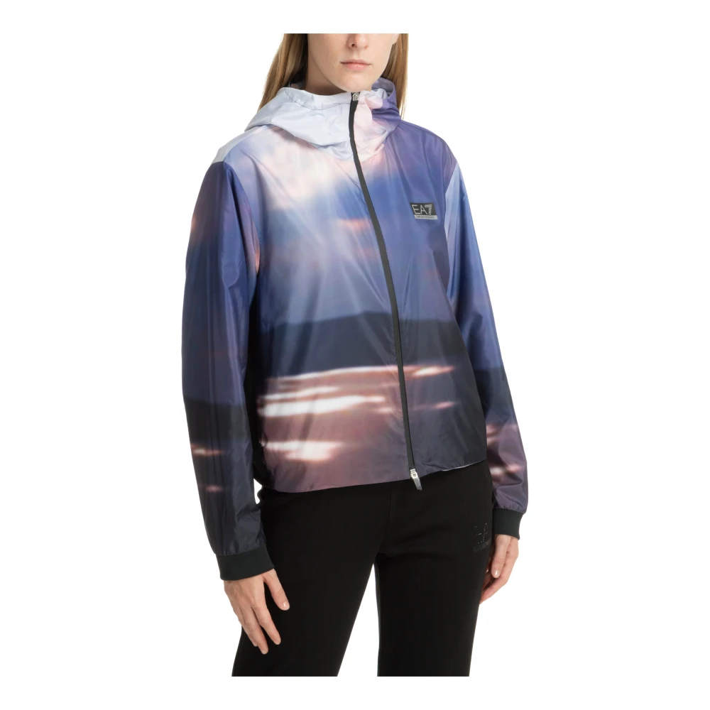 Emporio Armani EA7 Abstract Multicolor Hooded Ritsjas Multicolor Dames