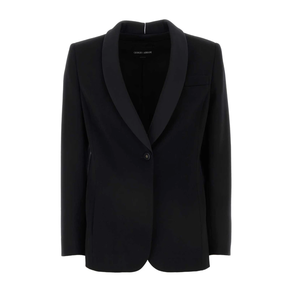 Giorgio Armani Klassieke Zwarte Wollen Blazer Black Dames