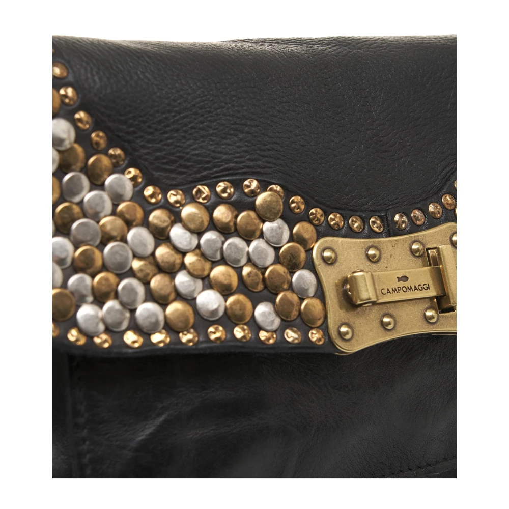 Campomaggi Zwarte leren schoudertas Elegant ontwerp Black Dames