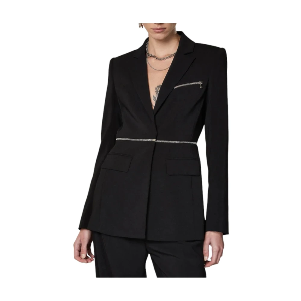 PATRIZIA PEPE Stijlvolle Jas voor Vrouwen Black Dames