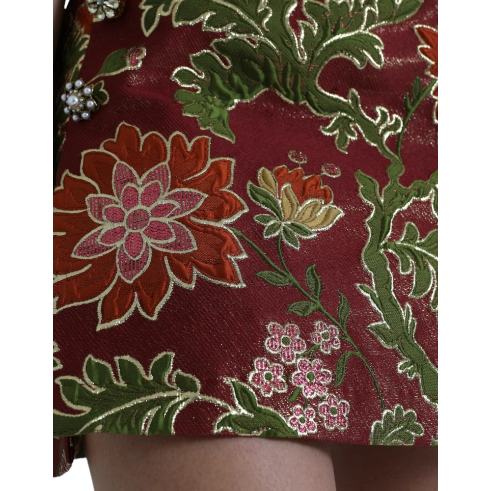Dolce & Gabbana Bloemige Jacquard Minirok in kastanjebruin Multicolor Dames