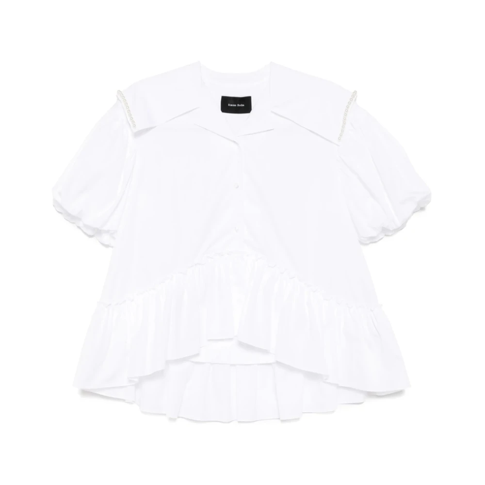Simone Rocha Witte Faux-Parel Versierde Overhemd White Dames