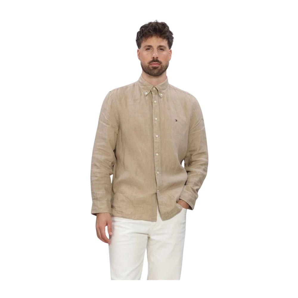 Tommy Hilfiger Pigment Dyed Li Solid Rf Shirt - Male - Casual Shirts - Beige - Xl - Shirts