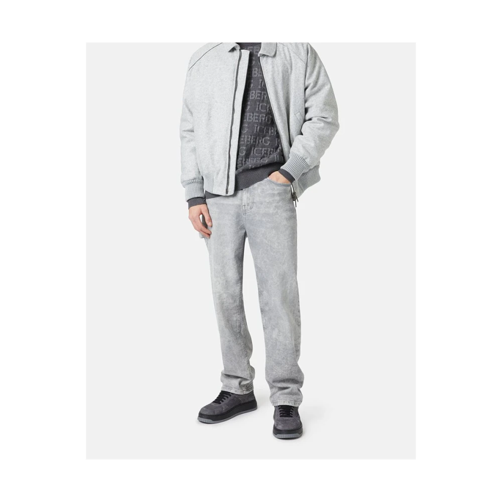 Iceberg Wollen trui met logo Gray Heren