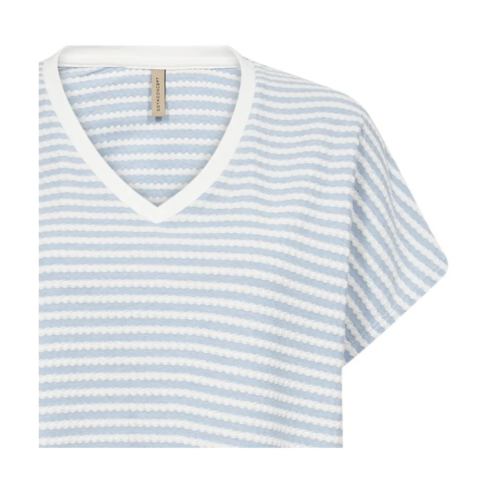 Soyaconcept Gestreept V-hals T-shirt Blue Dames