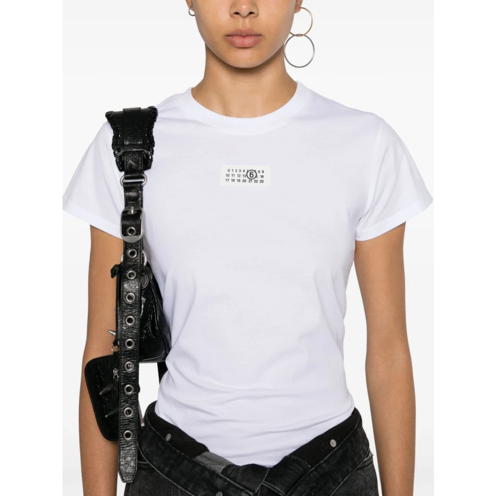 MM6 Maison Margiela Wit Katoenen Ronde Hals T-shirt White Dames
