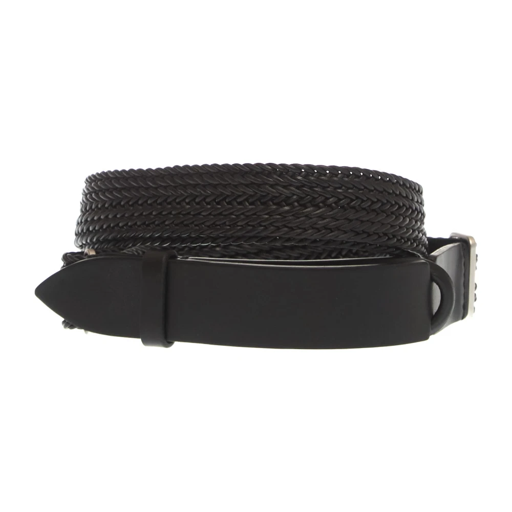 Orciani Zwart Geweven Leren Riem Aw24 Black Heren