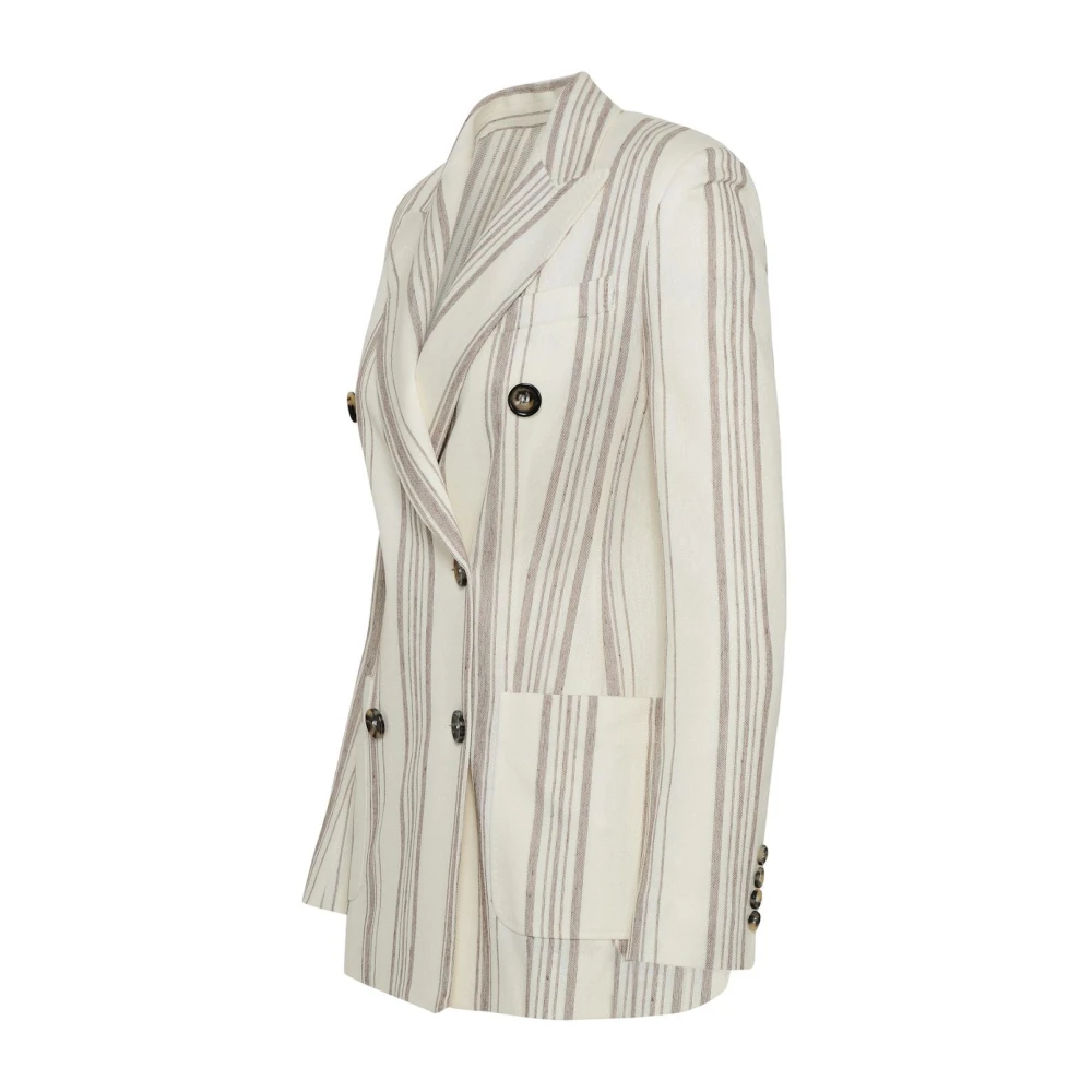Max Mara Stijlvolle Beige Linen Blend Laurel Jas Beige Dames