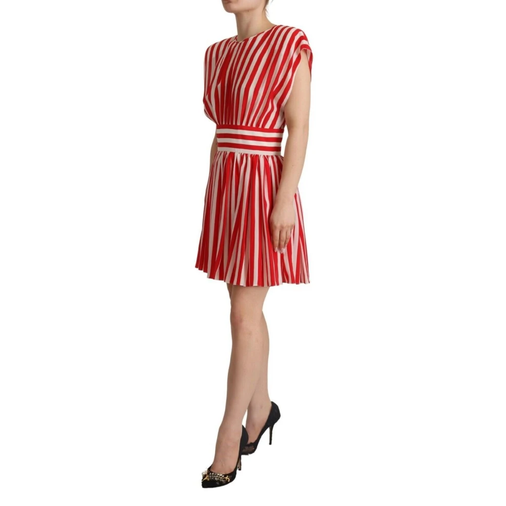 Dolce & Gabbana Striped Silk Mini A-Line Dress - Female - Short Dresses - Red - S - Dresses - Image 3