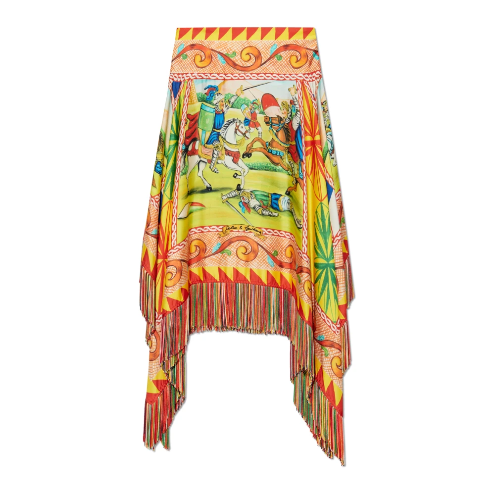 Dolce & Gabbana Asymmetrische rok met franjes Multicolor Dames