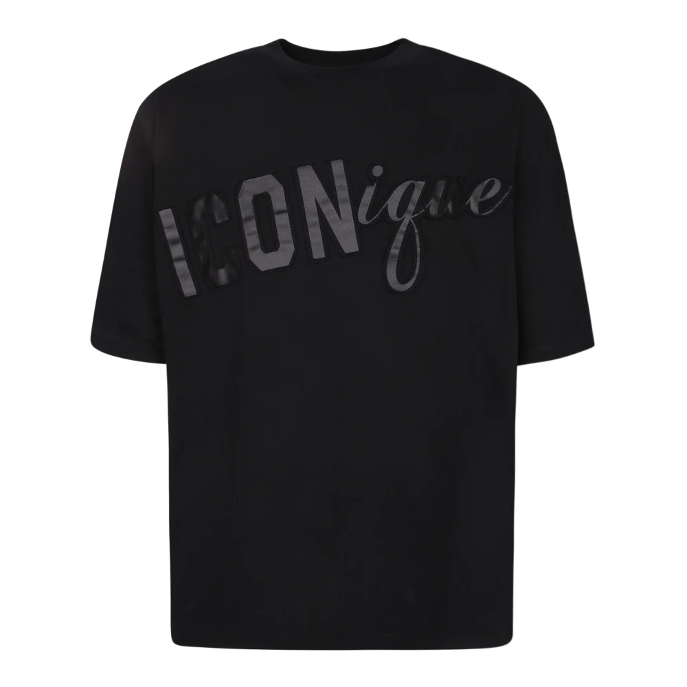 Dsquared2 Black T-Shirts, Male, L, Cotton Crew-Neck T-Shirt