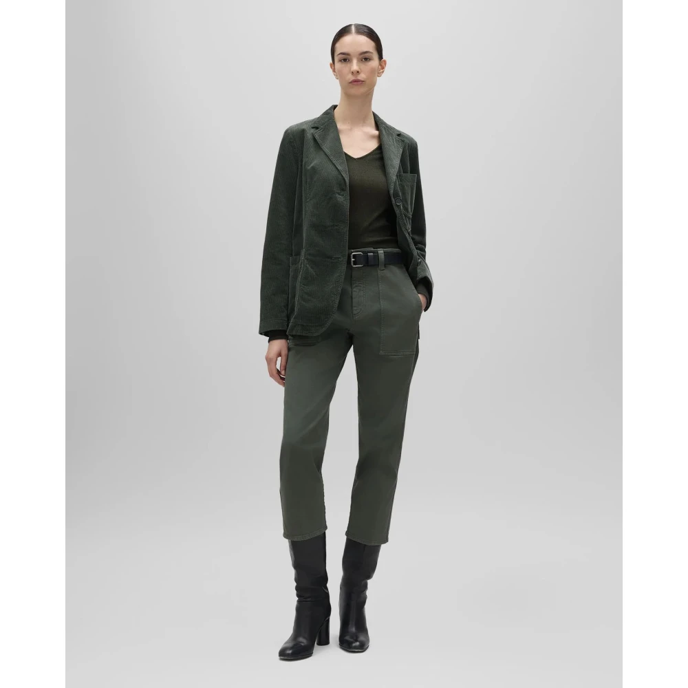 Aspesi Cropped Gabardine Broek Green Dames