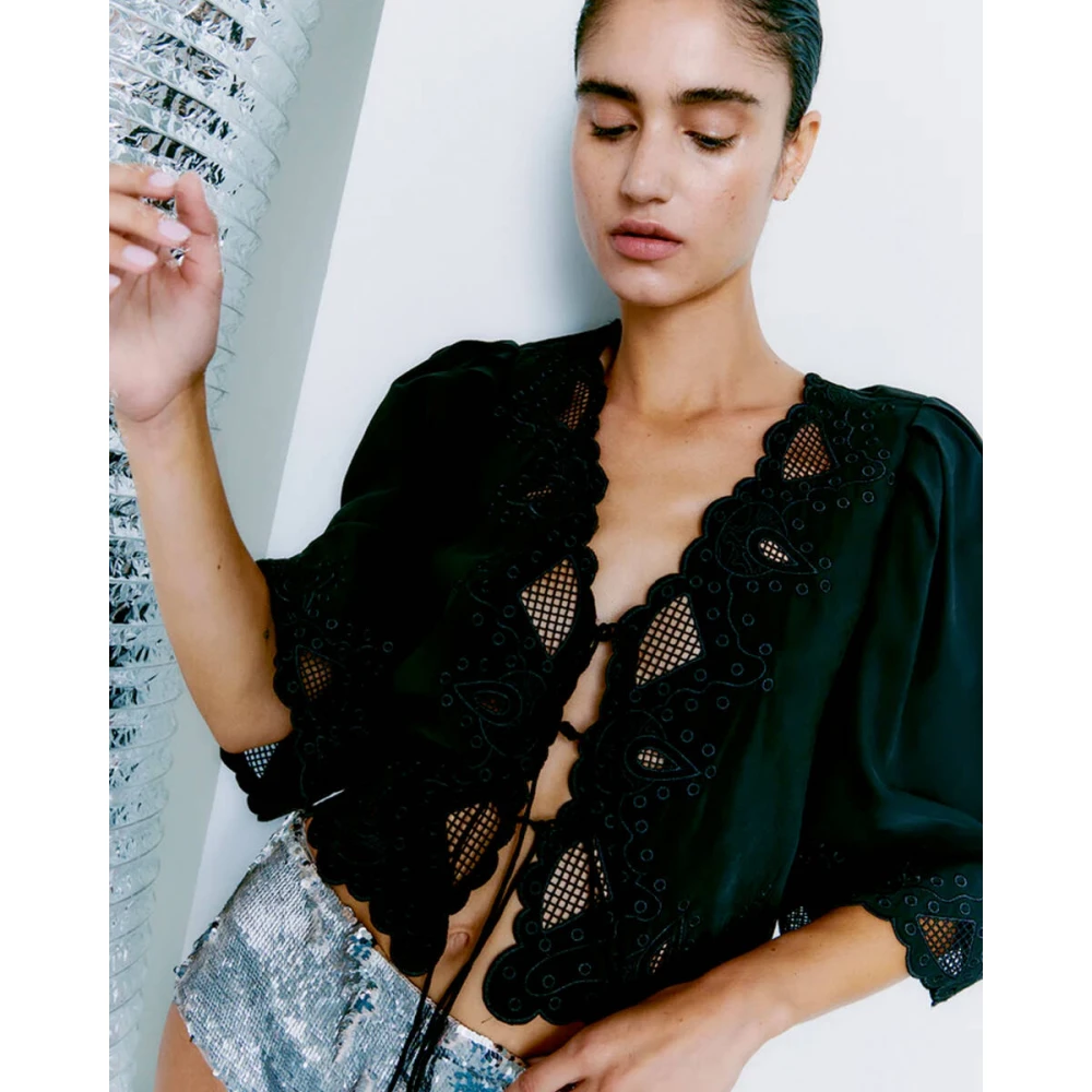 Copenhagen Muse Madelyn Blouse met lange mouwen Black Dames