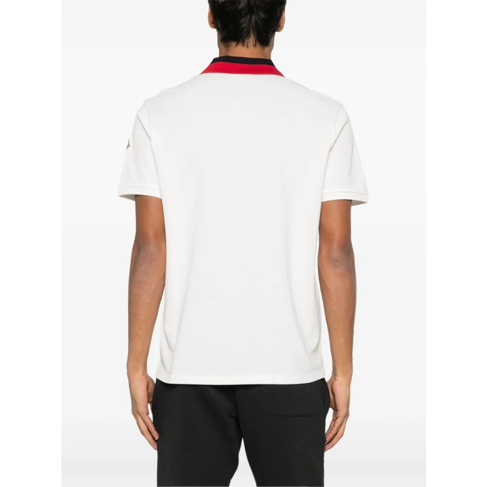 Moncler Witte Katoenen Polo Zwart Rode Kraag White Heren