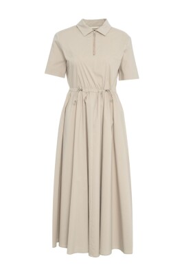 grey-drawstring-waist-midi-dress
