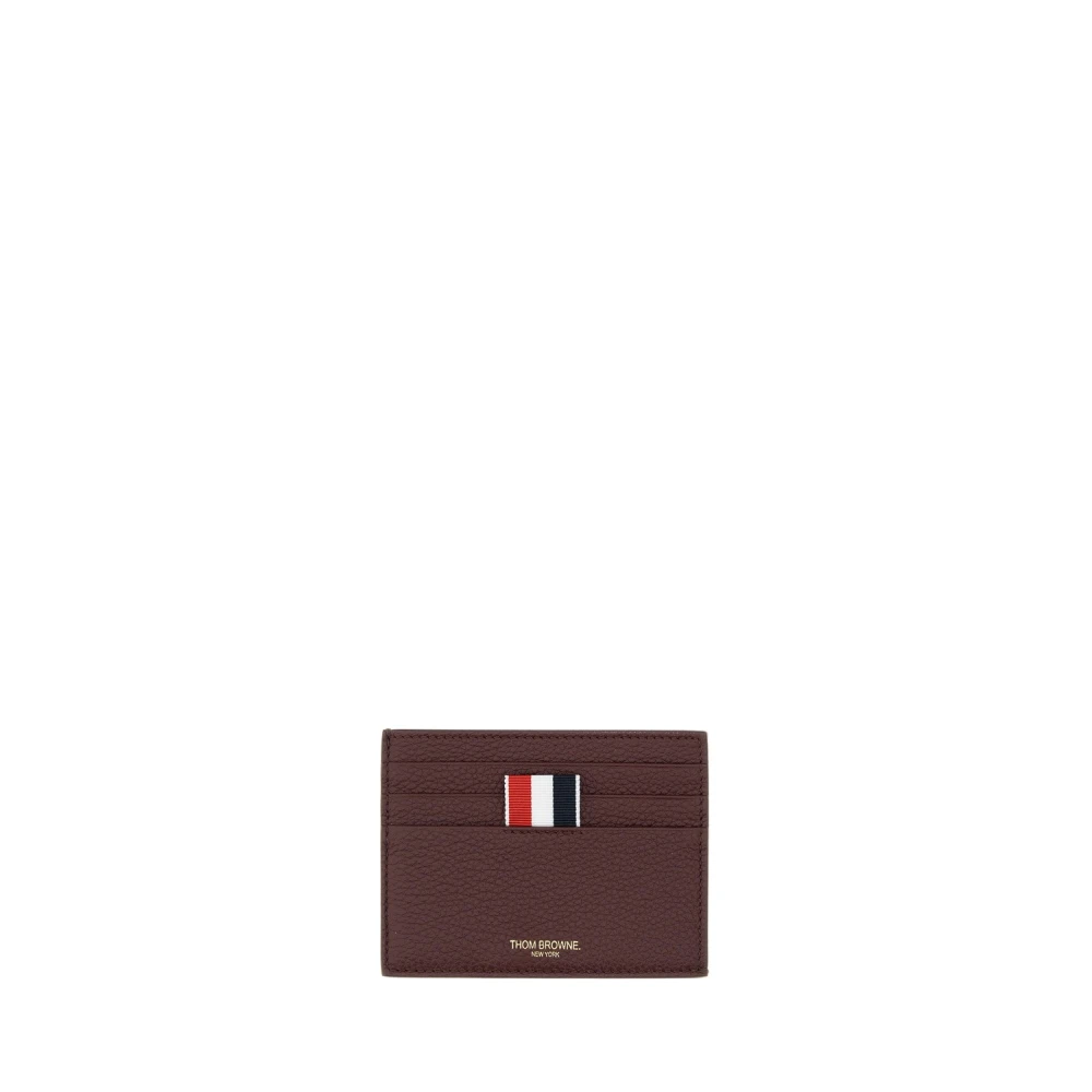 Thom Browne Men's Red Wallets & Cardholders, One Size, Soft Pebble Grain Note Compartt Card Holder