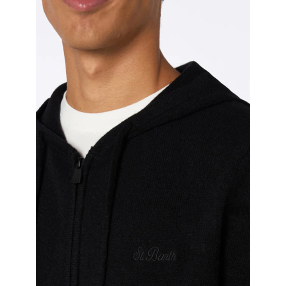 MC2 Saint Barth Zwarte Lamswollen Hoodie Black Heren