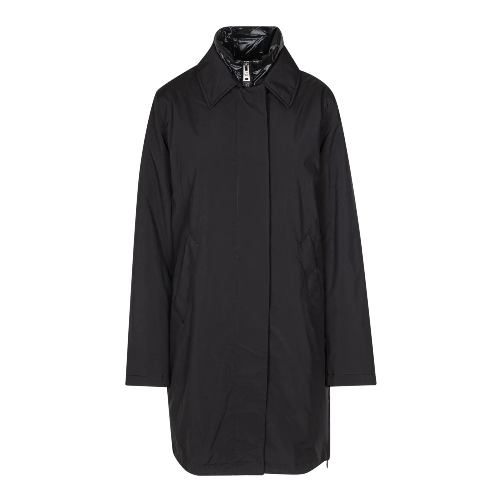 People of Shibuya Gewatteerde technische trenchcoat met rits Black Dames