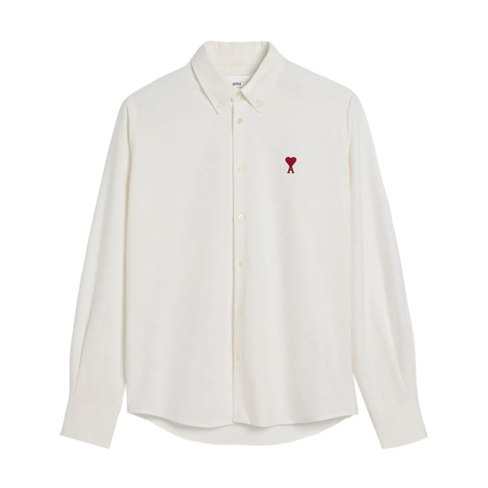 Ami Paris Witte Katoenen Overhemd met Monogram White Heren