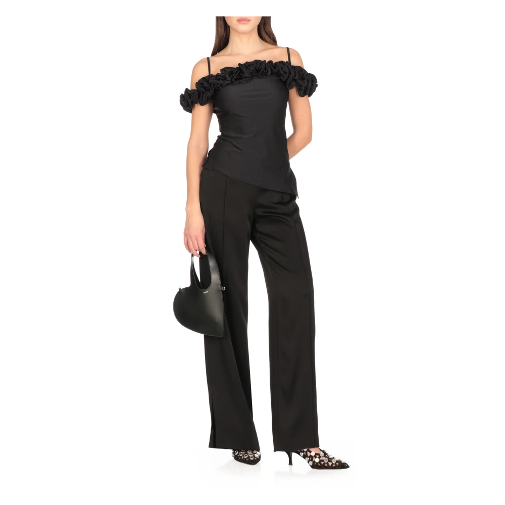 Coperni Zwarte Mouwloze Ruffle Top met Ventilatieopeningen Black Dames
