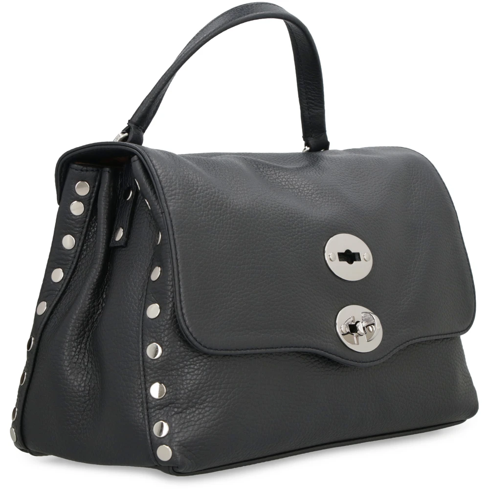 Zanellato Gestikte leren handtas met draaislot Black Dames