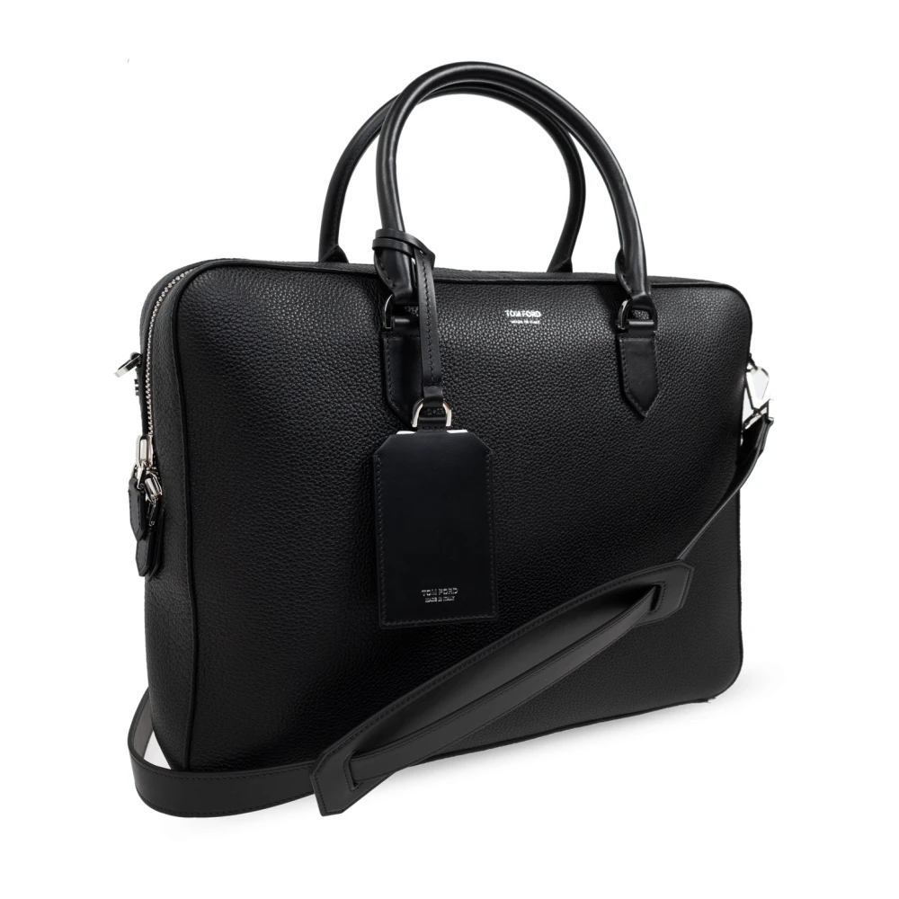 Tom Ford Leren aktetas Black Heren