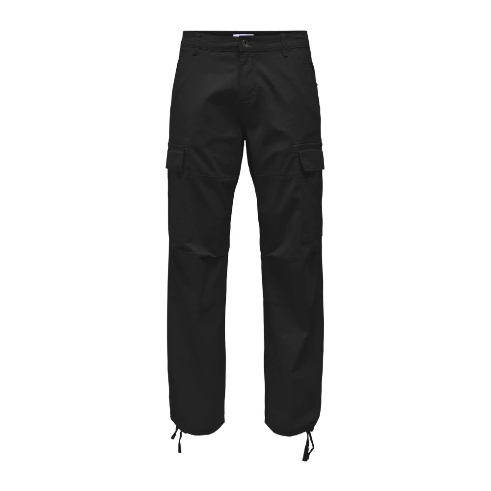 Only & Sons Men's Black Modern Slim Fit Chinos - Straight Trousers - W33 L34 - Trousers